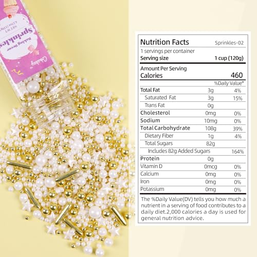 White Deluxe Gold Sprinkles for Cake Decorating 4.23ounce (4.23 Ounce)
