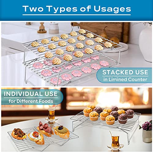 3 Tier 15x10IN Cookie Cooling Rack for Cooking Stackable Collapsible