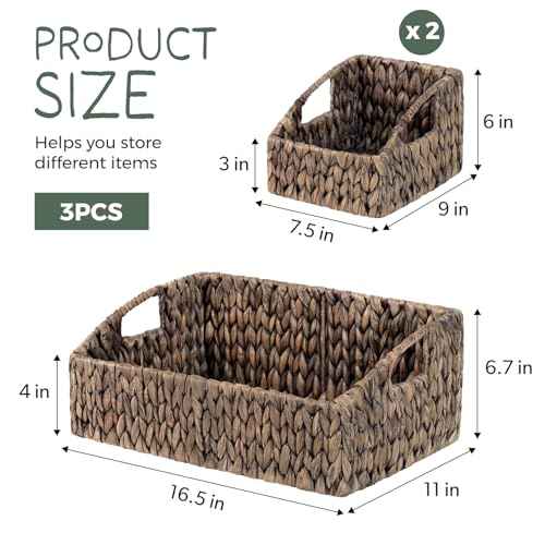 Set of 3 Handwoven Storage Baskets (3 Count)