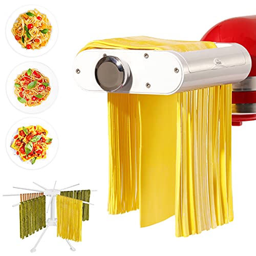 3 1 Pasta Maker Attachment for KitchenAid includes Pasta Sheet Roller attachment & Spaghetti Cutter & Fettuccine Cutter attachment