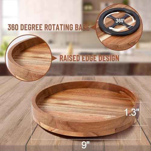 2 Pack] 9" Wood Lazy Susan Organizer for Cabinet (2 Count)