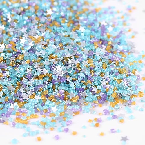 Sanding Sugar Edible Silver Glitter Stars Mix (3.5 Ounce)