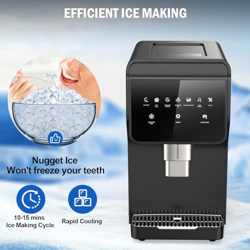 80 lbs Nugget Ice Maker Countertop with Water Dispenser Self