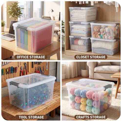 32 QT Plastic Storage Bins with Latching Lids Stackable Storage Containers for Organizing Large Clear Storage Box for Garage (2 Count)