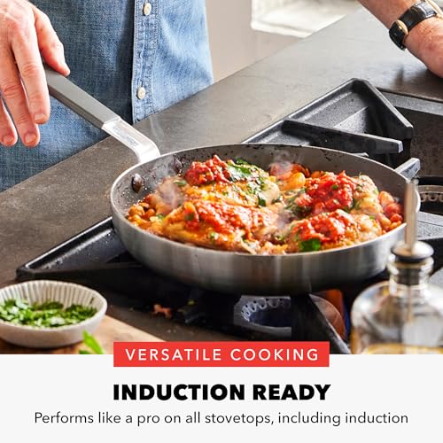 x Bobby Flay Stainless Steel 12” Frying Pan Skillet & Glass Lid