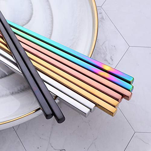 5 pair Colorful Stainless Steel Chopsticks