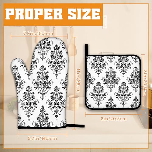 Vintage Damask Floral Oven Mitts and Pot Holders (4 Count)