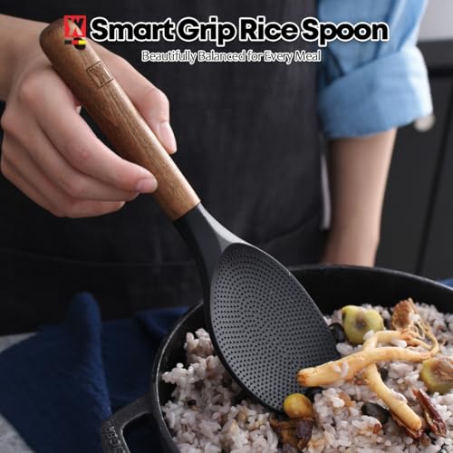 Silicone Rice Paddle with Wooden Handles