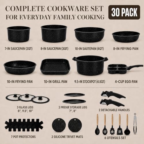 30 Piece Nonstick Pots and Pans Set (30 Count)