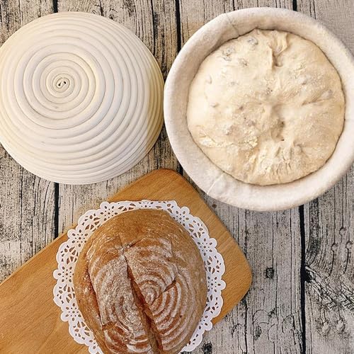 Banneton Bread Proofing Basket 10 Inch Sourdough Proofing Basket with Liner (4 Count)