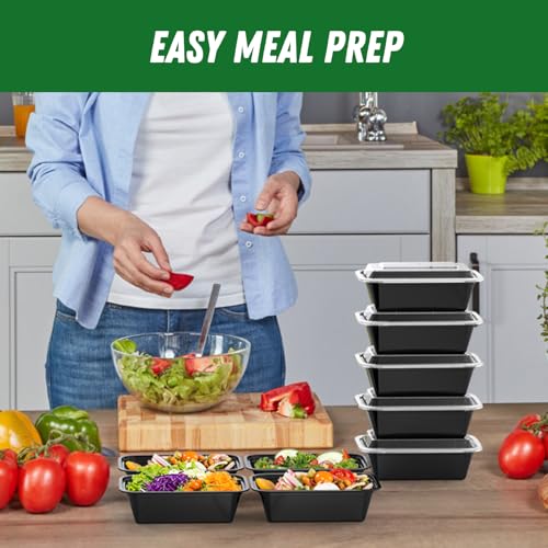 50 Pack (100-Piece) 24 oz Meal Prep Containers Reusable with Lids (50 Count)