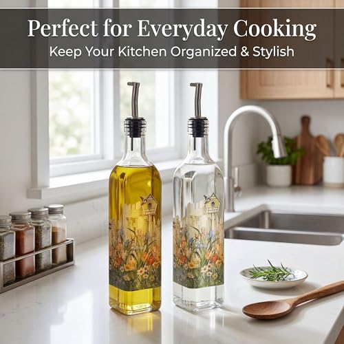 17oz Glass Olive Oil & Vinegar Dispenser Set (2 Count)