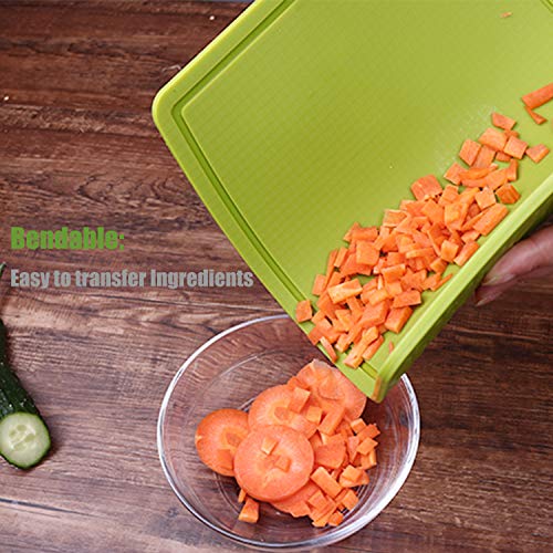 Thick Silicone Cutting Board 12.6'' x 9.1'' Juice Grooves Easy Grip Handle Dishwasher Safe
