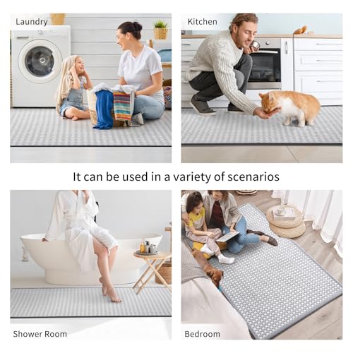 Long Kitchen Runner Rugs Kitchen Mat Non Slip Washable Gray 36"x71" (17.605 Sq Ft)