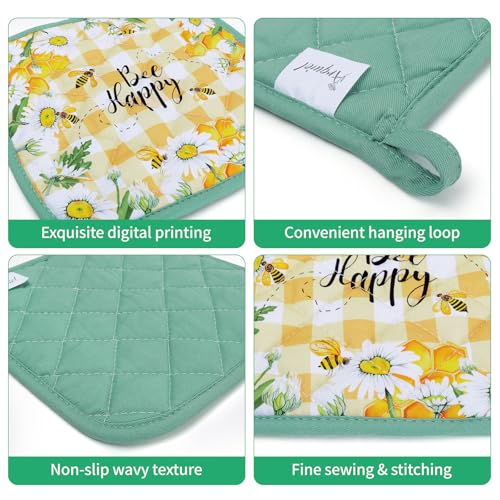 Bee Daisy Oven Mitts and Pot Holders Set (2 Count)