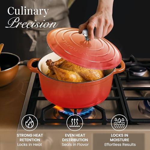 Enamelled Cast Iron Dutch Oven Pot with Lid