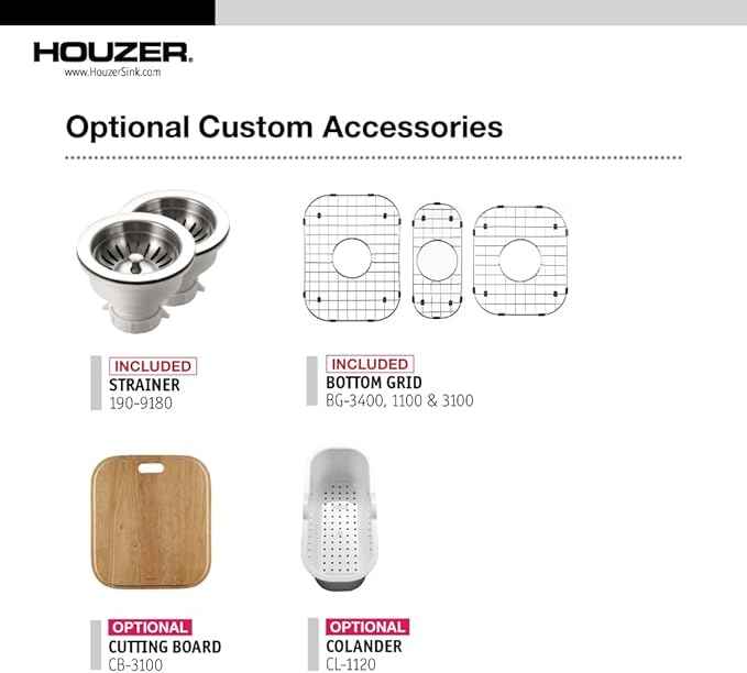 Houzer Premier Stainless Steel Kitchen Sink: 41 Inch Drop-In Topmount 4-Hole Single Bowl Sink with Strainer & Grid, Durable & Versatile, Essential for Home & Apartment: PGT-4322-C