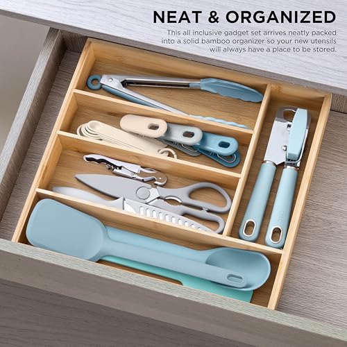 Bamboo Kitchen Utensil Set with Drawer Organizer