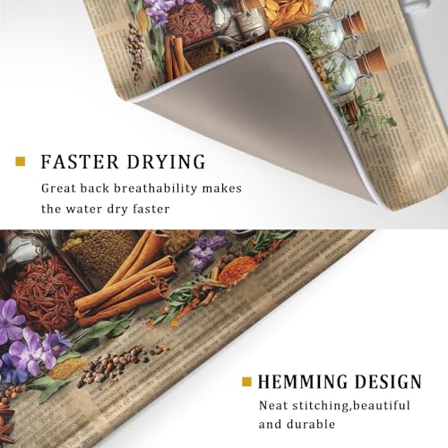 Herbs Kitchen Dish Drying Mat