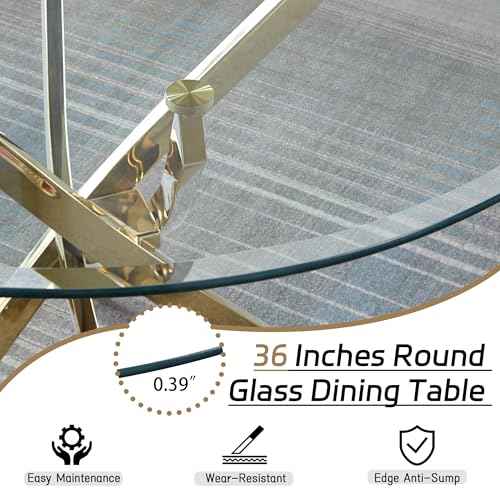 5 Piece Round Glass Dining Table Set (5 Count)
