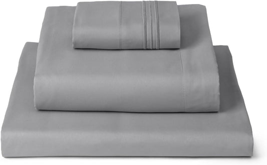 Mellanni Twin XL Sheets Set - 3 PC Iconic Collection Bedding - Hotel Luxury, Extra Soft, Cooling Bed Sheets - Wrinkle, Fade, Stain Resistant (Twin Extra Long, Light Gray)