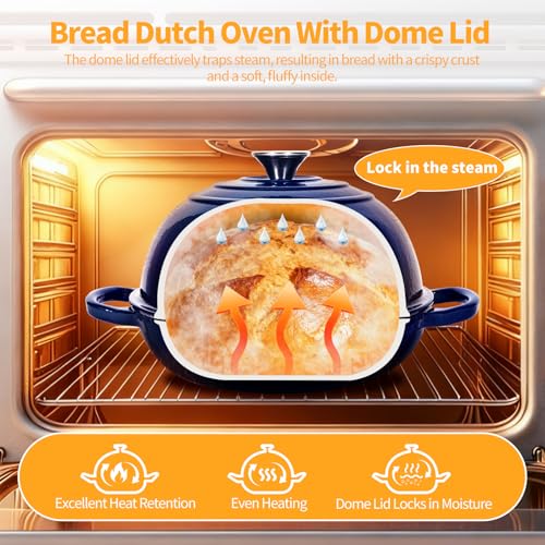 6QT Enameled Cast Iron Dutch Oven For Sourdough Bread Baking