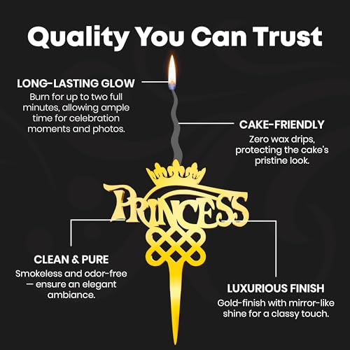 Princess Reusable Gold Romantic Cake Candle