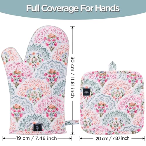 Oven Gloves Heat Resistant Potholder Set Oven Gloves with Anti (2 Count)