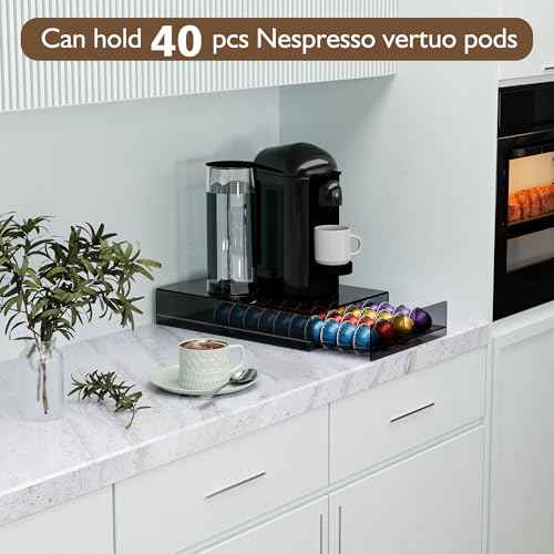 Acrylic Coffee Pod Organizer for Nespresso Vertuo Pod Holder 40 Pods Clear Vertuo Pod Storage Drawer