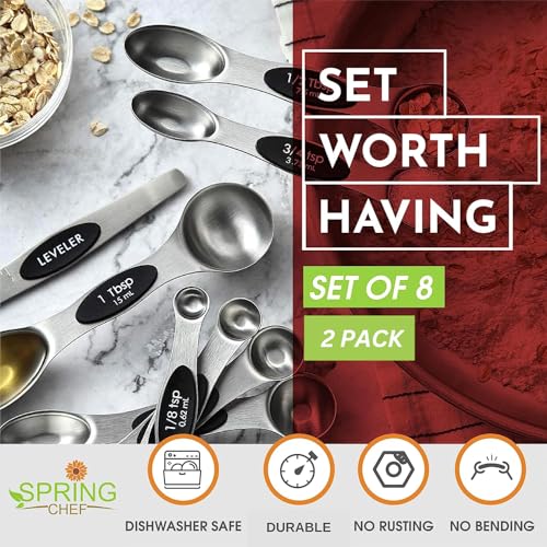 Stainless Steel 8 Magnetic Measuring Spoons Set (8 Count)