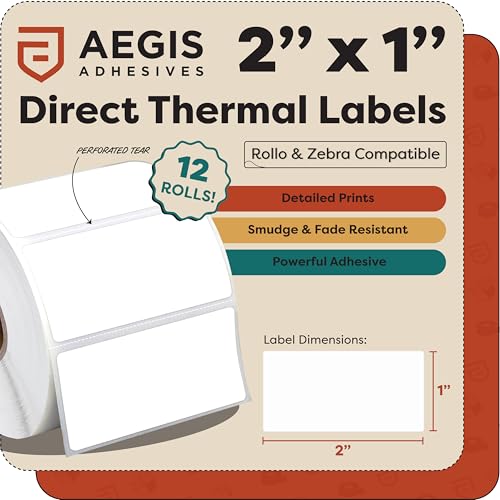 2" X 1” Direct Thermal Printer Labels (12 Count)