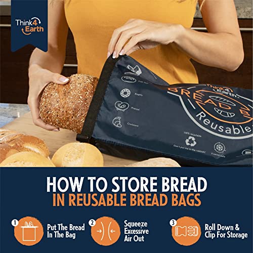 Bread Bag - Reusable Freezer Bag for Homemade Bread Maker Gift Giving - Container for Sourdough Loafs Storage, Large Bags with Double Lining