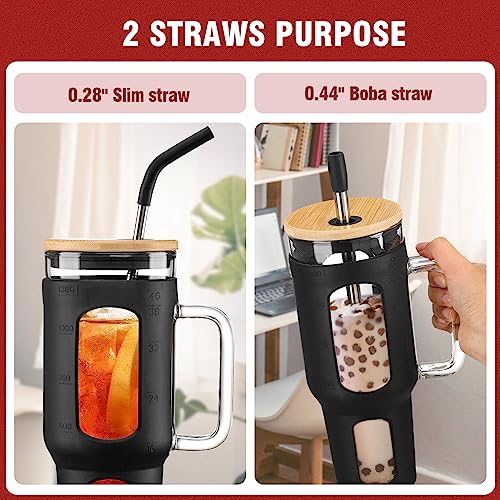 Glass Tumbler with Lid and Straw