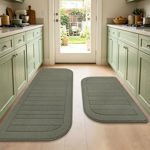 Kitchen Rugs Set of 2 Non Slip Washable 24"x36"+24"x60" (16 Sq Ft)