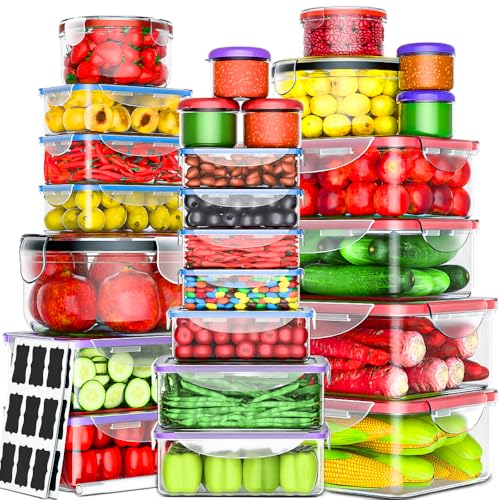 50 Pcs Large Food Storage Containers with Lids Airtight (50 Count)