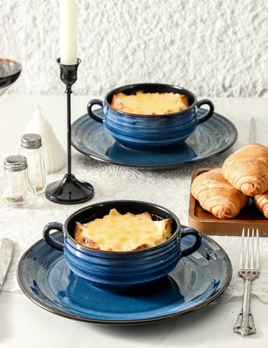 Soup Bowls 20 OZ French Onion Soup Crocks with Handles (4 Count)