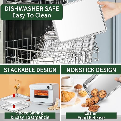 Baking Sheet with Wire Rack Set [2 Quarter Sheet Pans + 2 Wire Racks ]