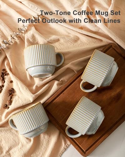 Coffee Mug Ceramic Set of 4 with Stand (4 Count)
