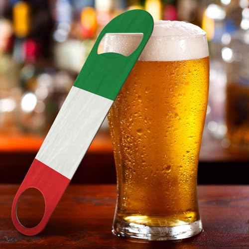 Ltaly Flag Stainless Steel Bottle Opener Green White Red Italian Country Flag Flat Beer Bottle Opener Keychain for Home Kitchen Bar Restaurant Party Birthday Gift