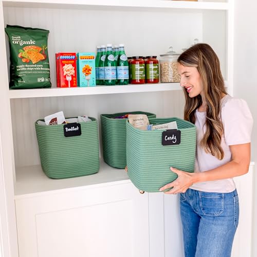 13 Inch Cube Storage Bins Cotton Rope Woven Baskets for Organizing 3 (3 Count)
