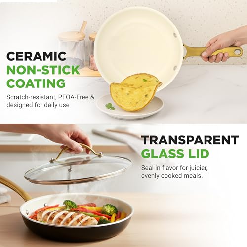 12 Inch Professional Ceramic Frying Pan With Lid
