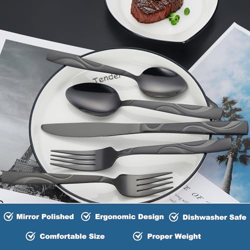 40 Piece Black Silverware Set for 8 (40 Count)