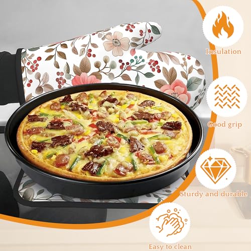 Pink Poppy Floral Oven Mitts and Pot Holders Set (4 Count)