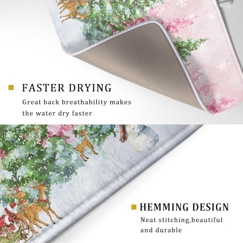 Winter Dish Drying Mat for Kitchen Counter Holiday Home Decoration Large