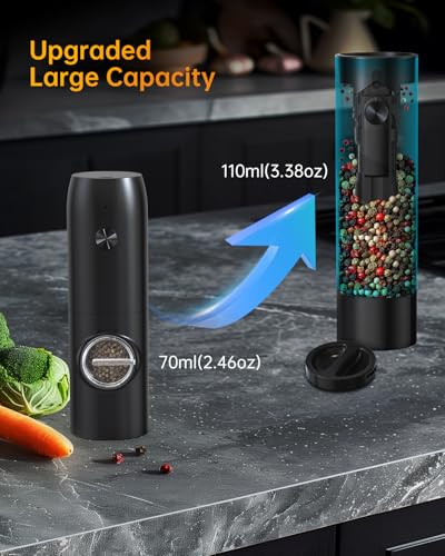 Rechargeable Electric Salt and Pepper Grinder Set with Base