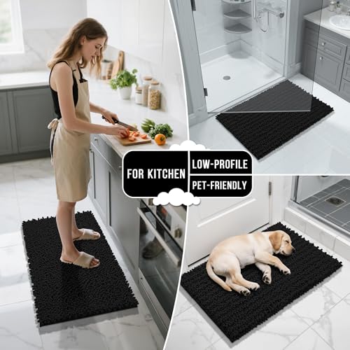 Long Bathroom Rugs Non Slip Washable 44x24 Inch