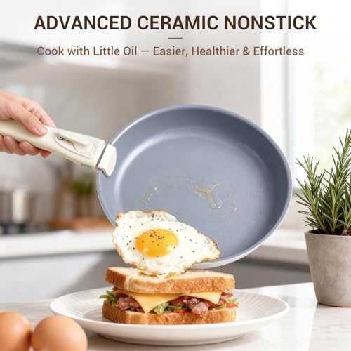 18 Piece Ceramic Pots and Pans Set Non Stick