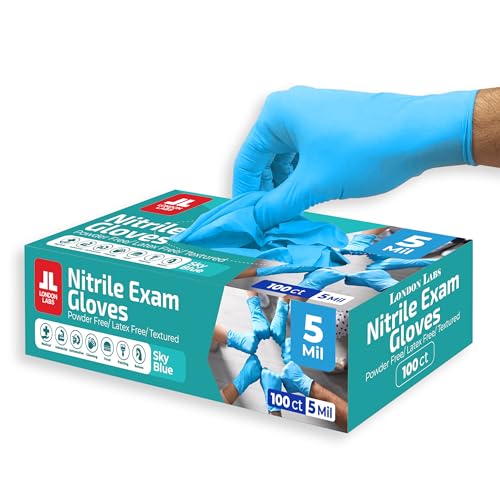 Sky Blue 5 Mil Nitrile Exam Gloves Disposable Latex Free