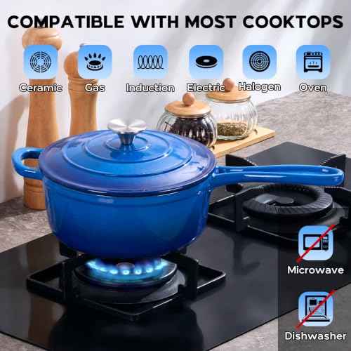 3QT Saucepan Enameled Cast Iron Sauce Pan Pot