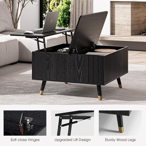 Square Lift Top Coffee Table with Storage for Living Room